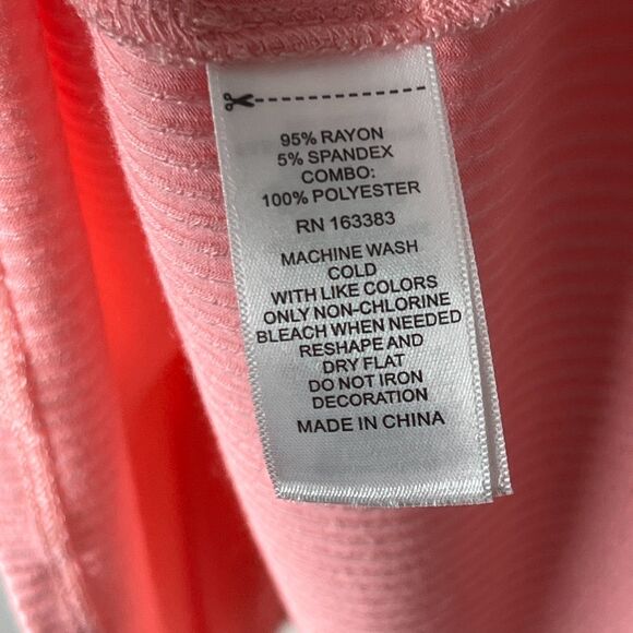 Rio & Rian Womens Blouse 3X Pink Floral Eyelet‎ Sleeve Stretch Casual Ribbed - Picture 6 of 8